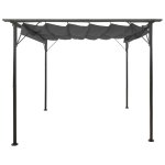 Vidaxl pergola avec toit rtractable anthracite 3x3 m acier 180 g / m