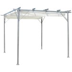 Vidaxl pergola avec toit r�tractable blanc cr�me 3 x 3 m acier