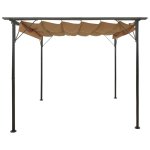Vidaxl pergola avec toit rtractable taupe 3x3 m acier 180 g / m