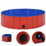 Vidaxl piscine pliable pour chiens rouge 120x30 cm pvc