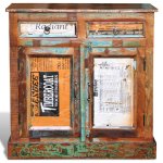 Vidaxl placard vintage avec 2 tiroirs 2 portes bois massif rcupr