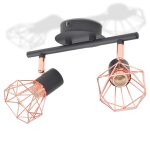 Vidaxl plafonnier avec 2 projecteurs e14 noir et cuivre Vidaxl plafonnier avec 2 projecteurs e14 noir et cuivre