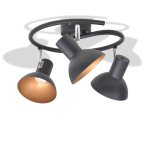 Vidaxl plafonnier pour 3 ampoules e27 noir et dor