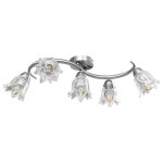 Vidaxl plafonnier et abat - jour verre transparent 5 ampoules e14 tulipe