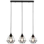 Vidaxl plafonnier avec design de diamant noir 3 ampoules e27