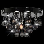 Vidaxl plafonnier avec perles fumes noir rond g9
