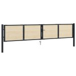 Vidaxl portail de clture en acier et bois d'pica 408x125 cm