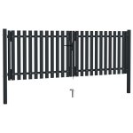 Vidaxl portail de clôture à double porte acier 306x175 cm anthracite Vidaxl portail de clôture à double porte acier 306x175 cm anthracite