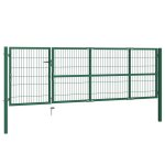 Vidaxl portail de clture de jardin avec poteaux 350x100 cm acier vert