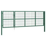Vidaxl portail de clture de jardin avec poteaux 350x120 cm acier vert