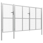 Vidaxl portail de jardin acier 400 x 150 cm argent�
