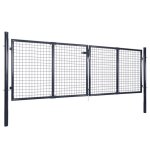 Vidaxl portail en maille acier galvanis 289x125 cm gris