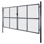 Vidaxl portail en maille de jardin acier galvanis 289x175 cm gris