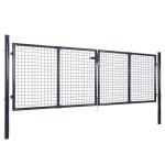 Vidaxl portail en maille de jardin acier galvanis 289x75 cm gris