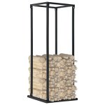 Vidaxl portant de bois de chauffage avec base noir 37x37x113 cm acier