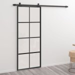 Vidaxl porte coulissante quincaillerie aluminium et verre esg 76x205cm