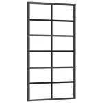 Vidaxl porte coulissante verre esg et aluminium 102x205 cm noir