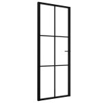 Vidaxl porte intrieure verre esg et aluminium 76x201, 5 cm noir