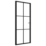 Vidaxl porte intrieure verre esg et aluminium 83x201, 5 cm noir