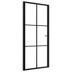 Vidaxl porte intrieure verre esg et aluminium 93x201, 5 cm noir
