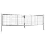 Vidaxl porte de jardin acier galvanis 415x125 cm argent