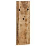 Vidaxl porte - manteau mural 2 pcs bois de manguier massif 36x110x3 cm