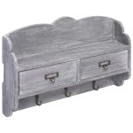 Vidaxl porte - manteau mural gris 50x10x34 cm bois