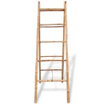 Vidaxl porte - serviette double avec 5 barreaux bambou 50 x 160 cm
