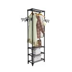 Vidaxl porte - vtements acier et tissu non - tiss 55 x 28, 5 x 175cm noir