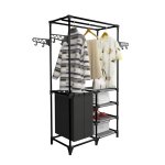 Vidaxl porte - v�tements acier et tissu non - tiss� 87 x 44 x 158 cm noir