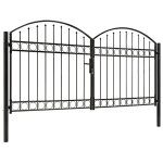 Vidaxl portillon double porte avec dessus arqu acier 300x125 cm noir