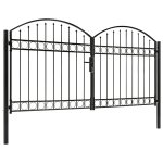 Vidaxl portillon double porte avec dessus arqu acier 300x150 cm noir