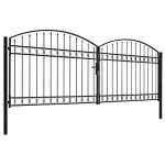 Vidaxl portillon double porte avec dessus arqu� acier 400x125 cm noir