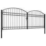 Vidaxl portillon double porte avec dessus arqu� acier 400x150 cm noir