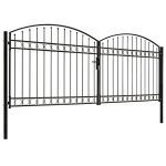 Vidaxl portillon double porte avec dessus arqu� acier 400x175 cm noir