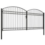 Vidaxl portillon double porte avec dessus arqu� acier 400x200 cm noir