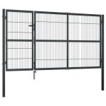 Vidaxl portillon avec poteaux acier 350 x 140 cm anthracite