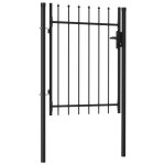 Vidaxl portillon simple porte avec dessus � pointe acier 1x1, 2 m noir