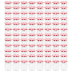 Vidaxl pots  confiture couvercle blanc et rouge 96 pcs verre 230 ml