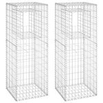 Vidaxl poteaux  panier de gabion 2 pcs 50x50x140 cm fer