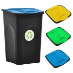 Vidaxl poubelle avec couvercle  charnire 50 l noir et bleu
