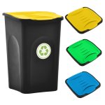 Vidaxl poubelle avec couvercle  charnire 50 l noir et jaune