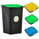 Vidaxl poubelle avec couvercle  charnire 50 l noir et vert