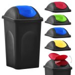 Vidaxl poubelle avec couvercle pivotant 60 l noir et bleu