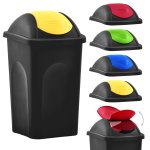Vidaxl poubelle avec couvercle pivotant 60 l noir et jaune