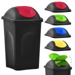 Vidaxl poubelle avec couvercle pivotant 60 l noir et rouge