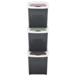 Vidaxl poubelles empilables 3 pcs 60 l gris fonc
