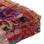 Vidaxl pouf carr en coton fait  la main 50 x 50 x 12 cm rouge