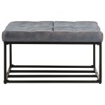 Vidaxl pouf gris 80x80x43 cm cuir vritable