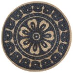 Vidaxl pouf fait � la main bleu 45 x 30 cm jute